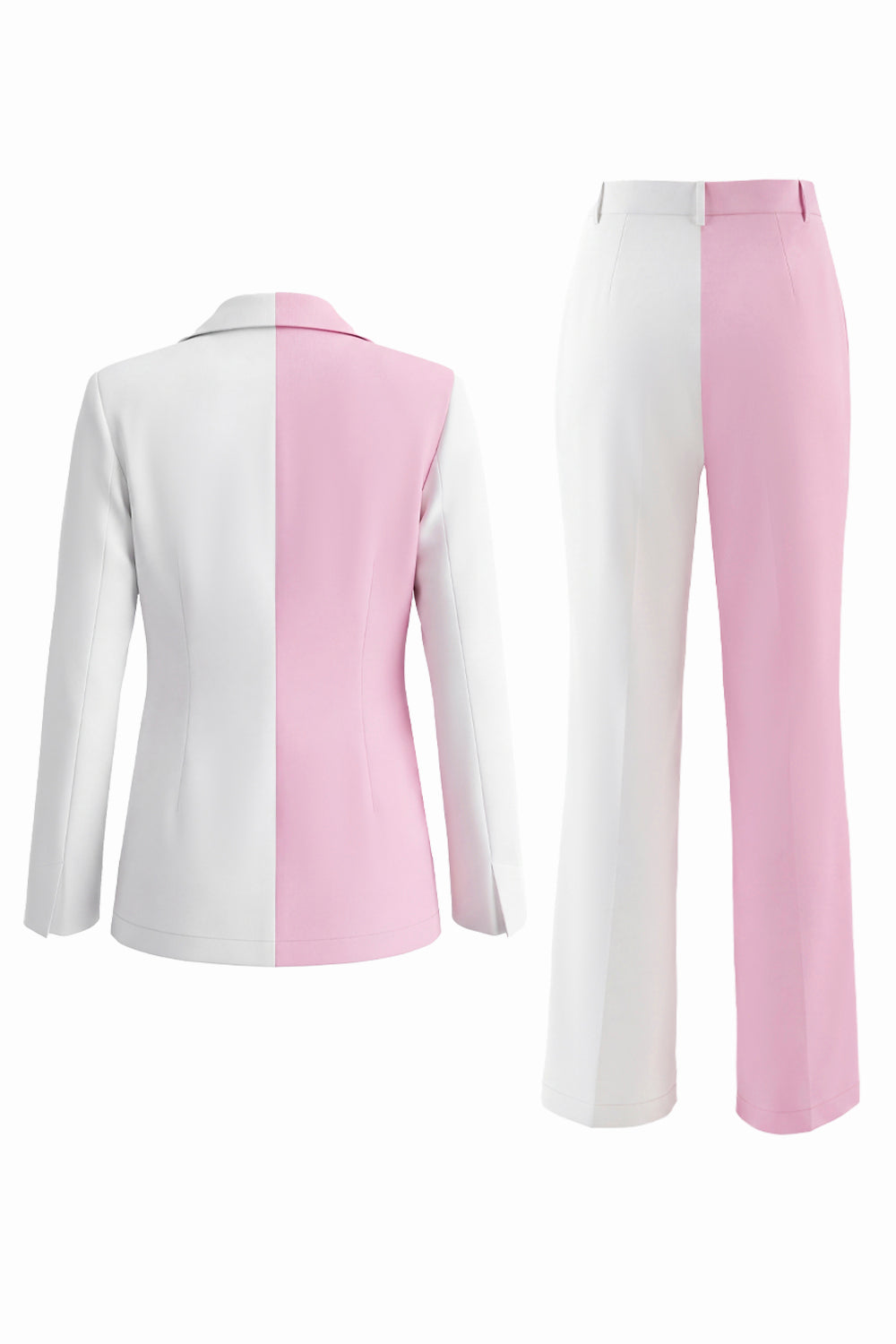 2-Piece Peak Lapel Coral Ivory Colorblock Women Suits