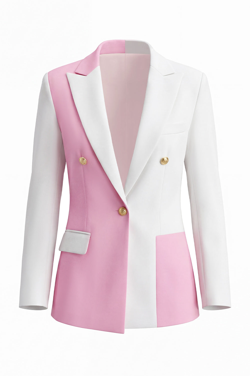 2-Piece Peak Lapel Coral Ivory Colorblock Women Suits