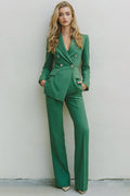 Green Double Breasted 2-Piece Women Suits
