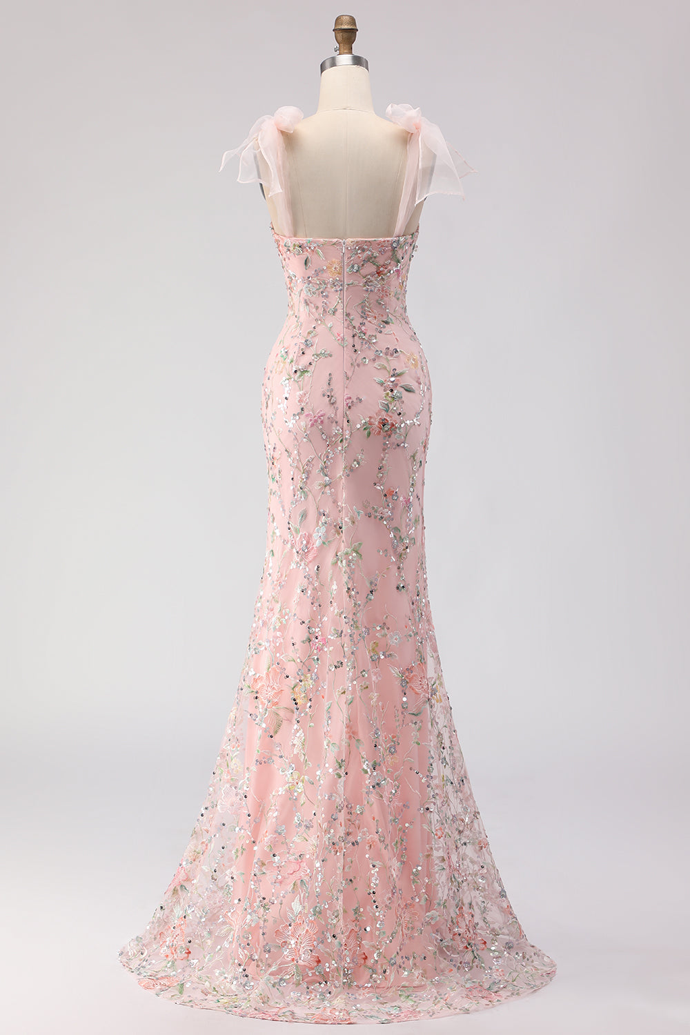 Blush Sequin Mermaid Long Prom Dress With Slit