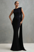 Black Mermaid Maxi Formal Dress With Sash