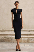 Black Pencil Keyhole Midi Formal Dress