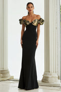 Elegant Off The Shoulder Sheath Black Formal Dress