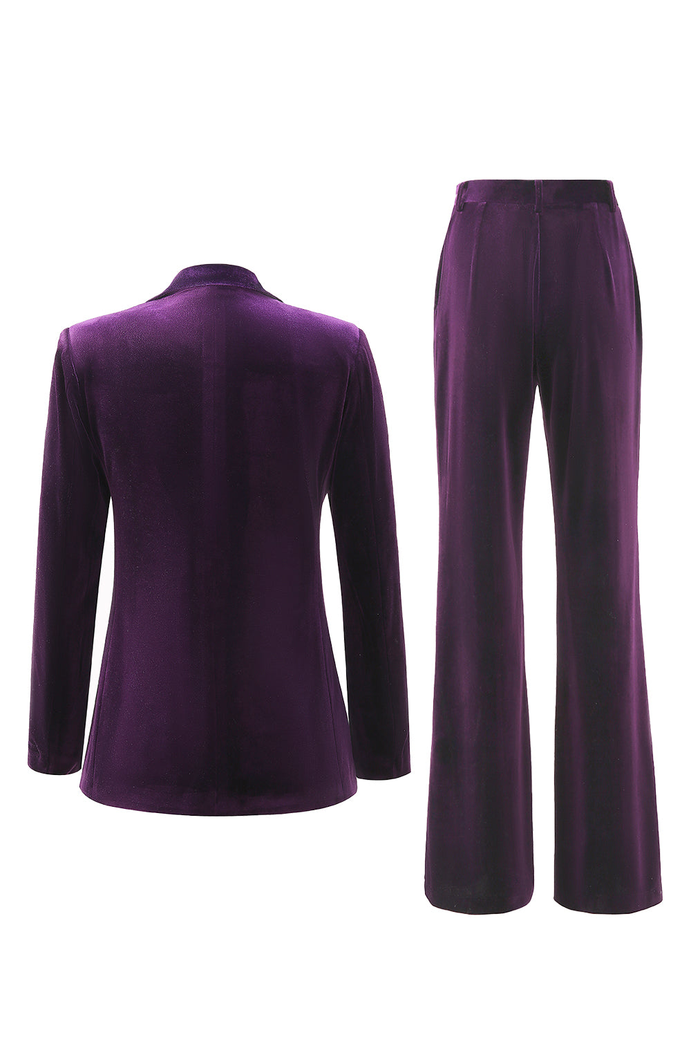 Velvet Peak Lapel Purple 2 Piece Slim Fit Women Suits