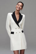 Ivory Peak Lapel Double Breasted Blazer Dress