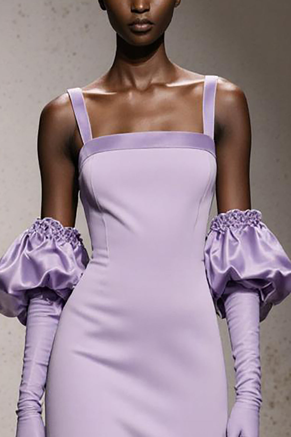 Light purple A-Line Satin Gala Dress (Without Gloves)