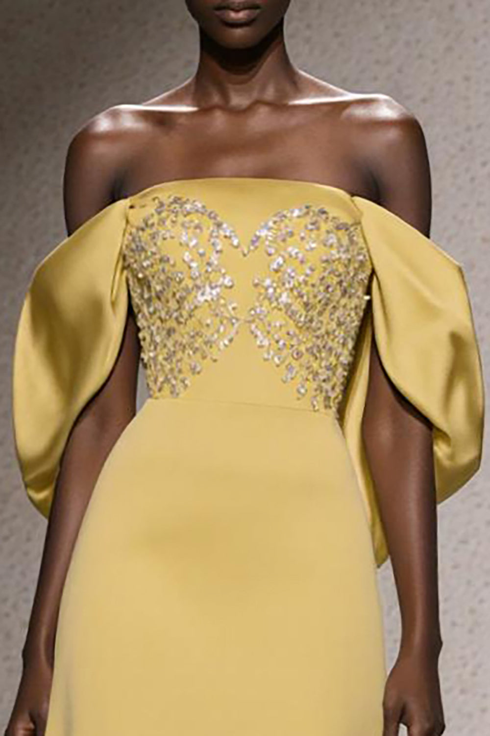 Daffodil Off The Shoulder A-Line Gala Dress with Sequins