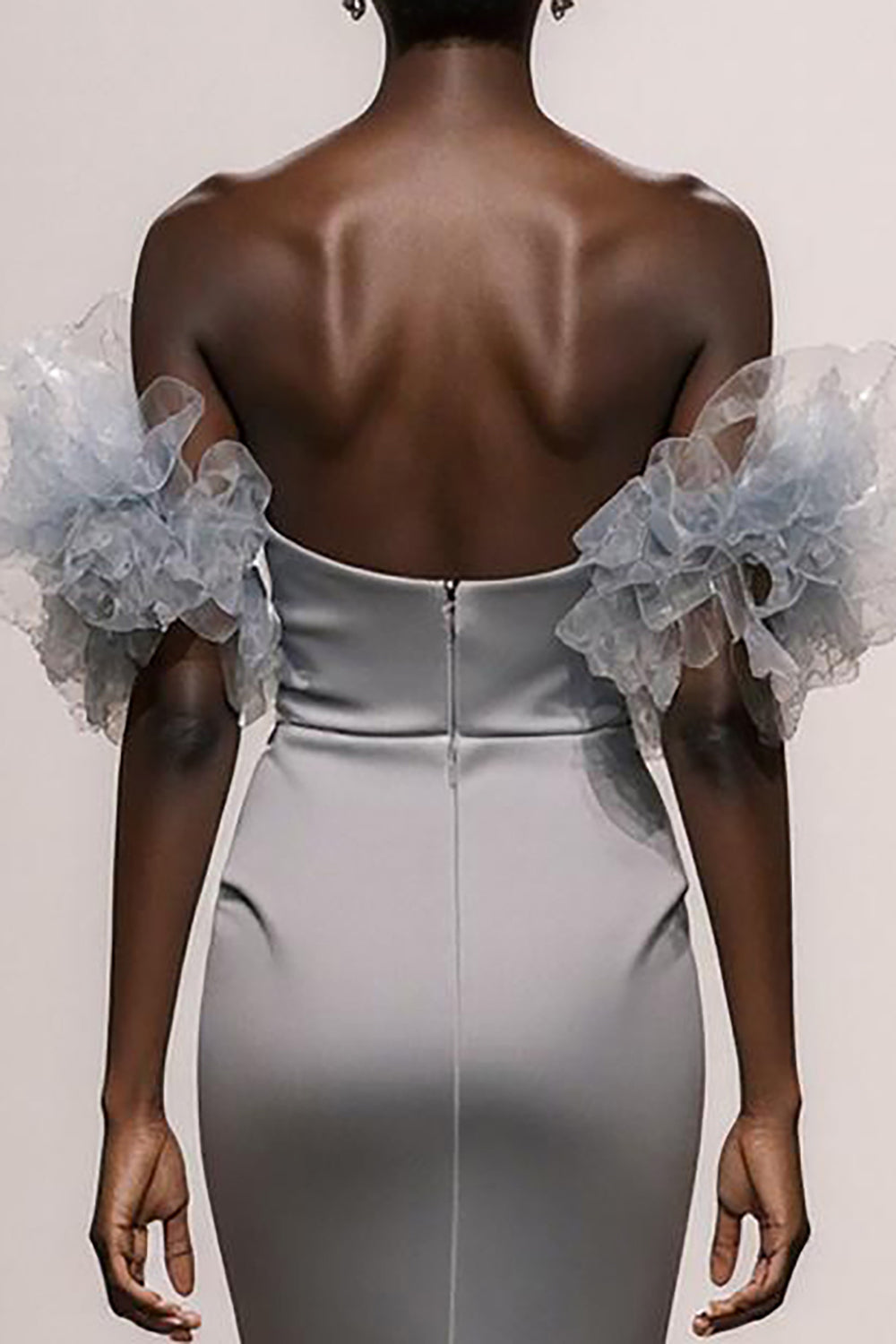 Silver Mermaid Off The Shoulder Gala Dress with Sequins