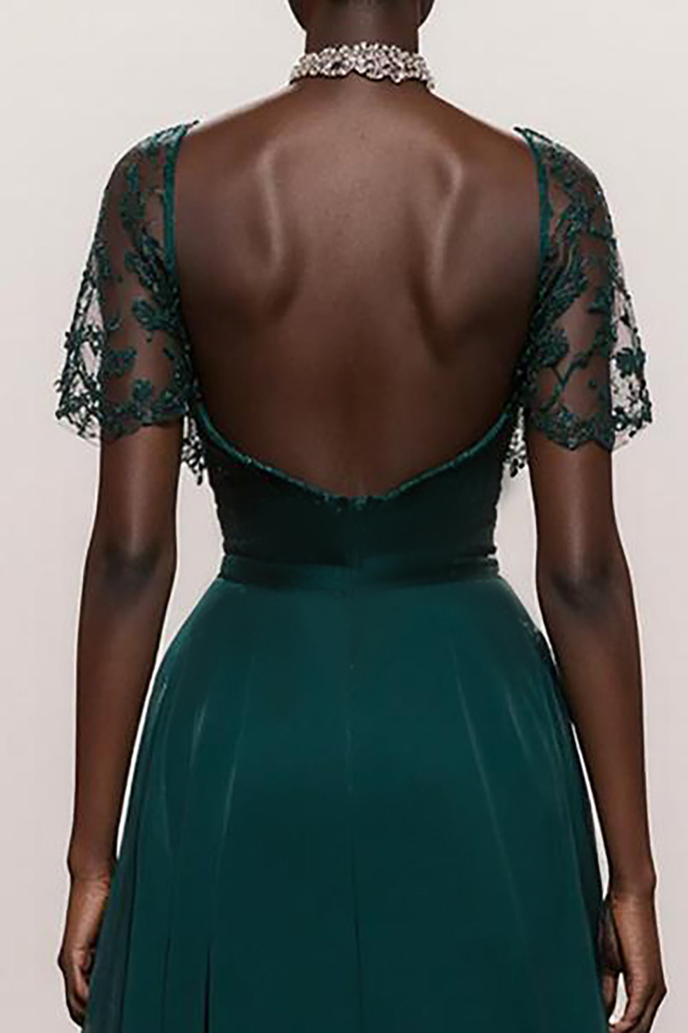 Dark Green V-Neck A-Line Satin Gala Dress With Sash