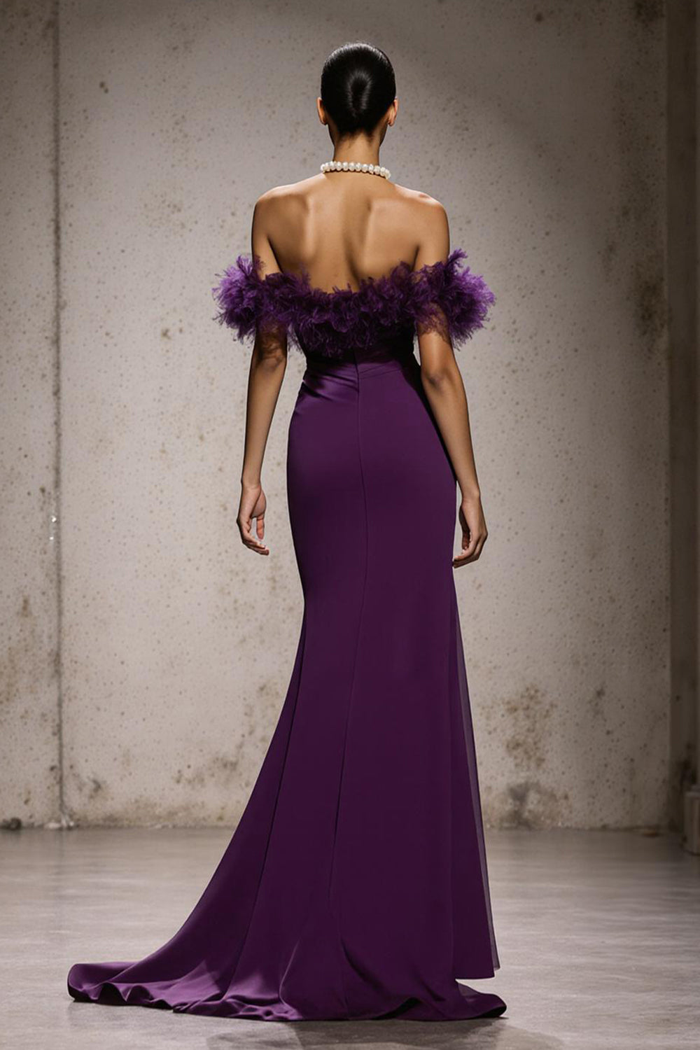 Mermaid Purple Off The Shoulder Gala Dress With Sash