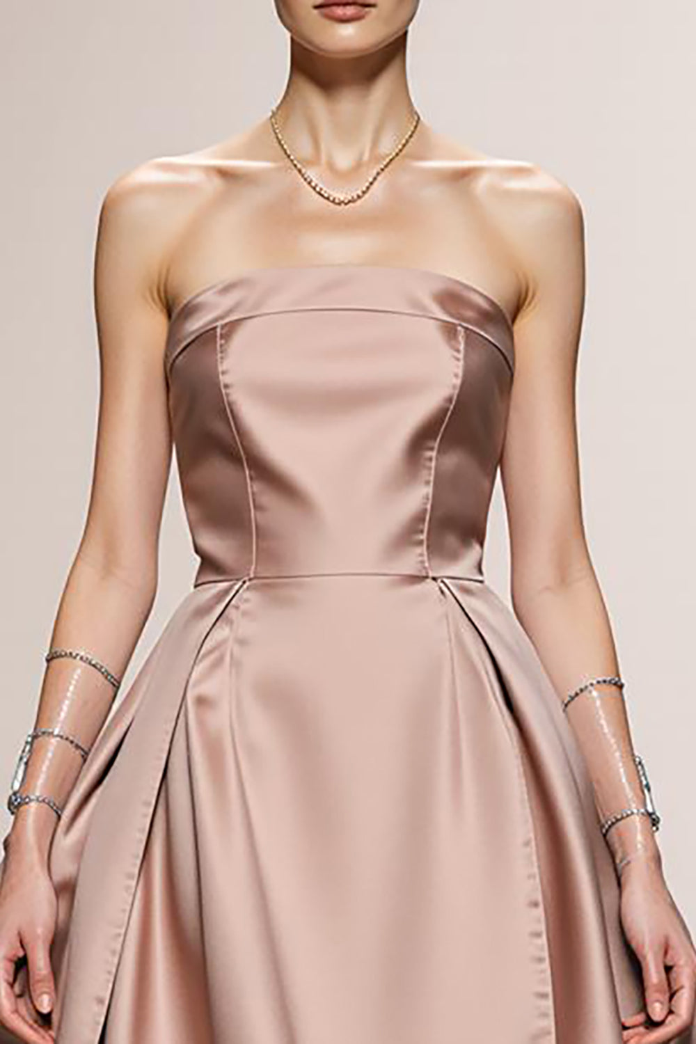 Strapless A-Line Light Pink Maxi Evening Dress