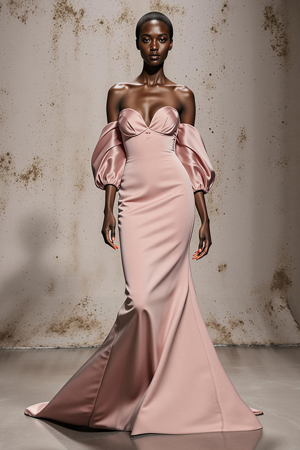 Mermaid Light Pink Off The Shoulder Evening Dress
