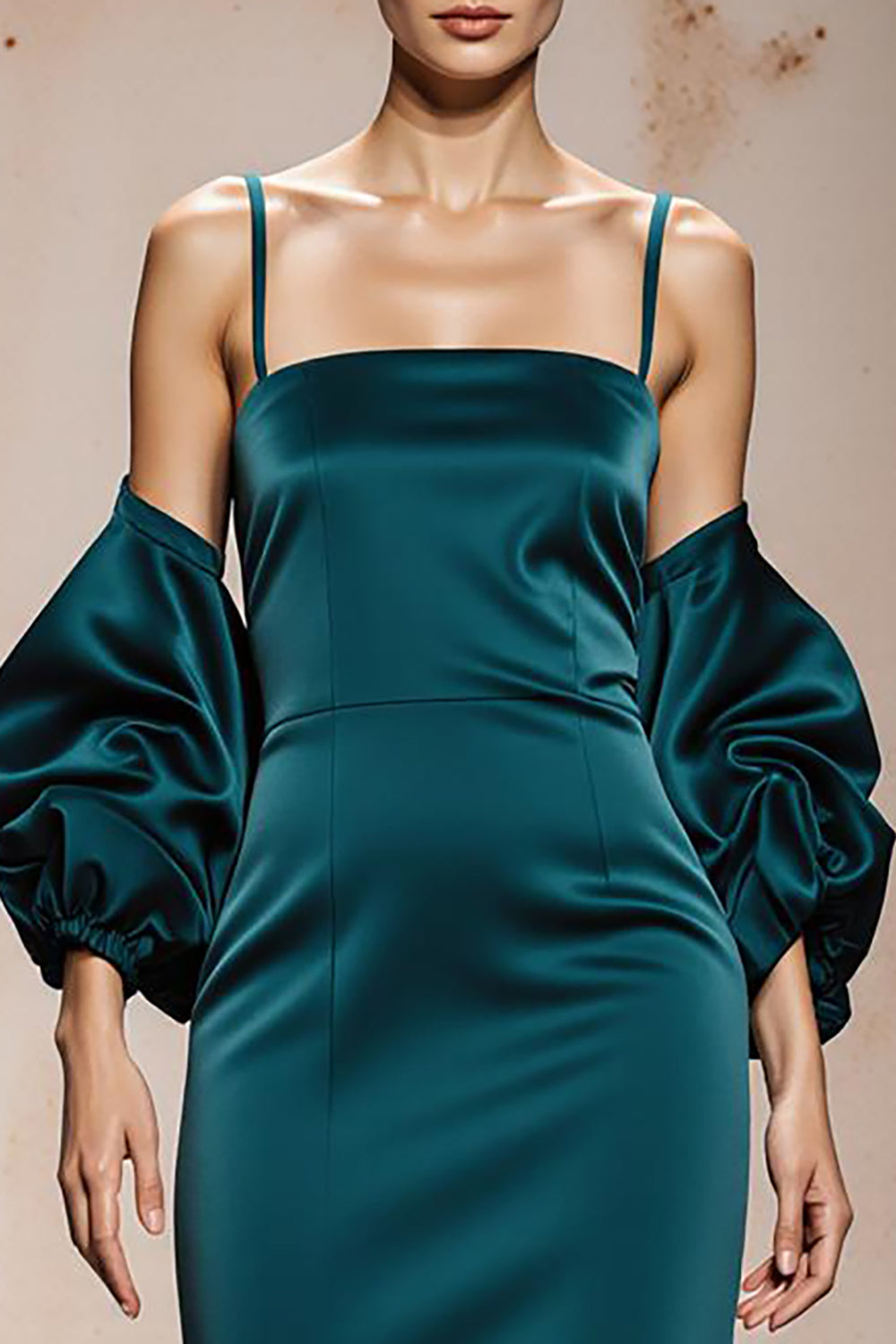 Mermaid Peacock Blue Cold Shoulder Evening Dress