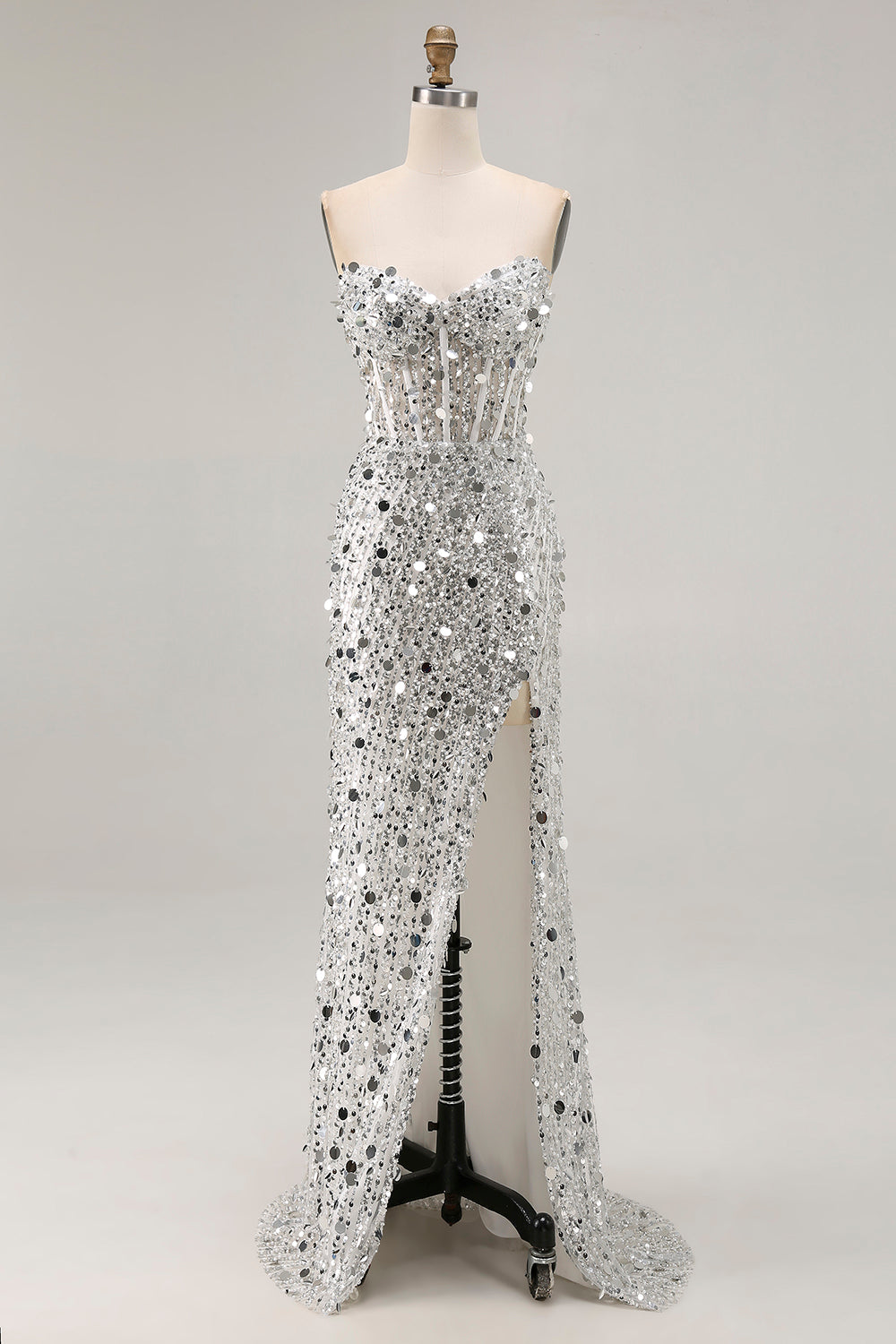 Sparkly Red Strapless Corset Mermaid Prom Dress