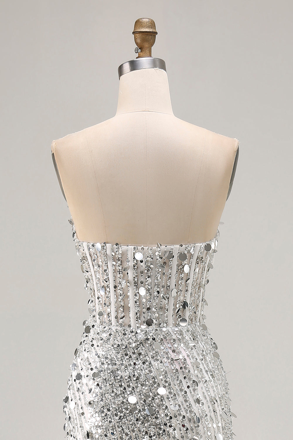 Sparkly Royal Blue Strapless Corset Mermaid Prom Dress with Slit