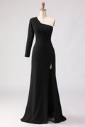 Black One Shoulder Mermaid Mother of the Bride Dress