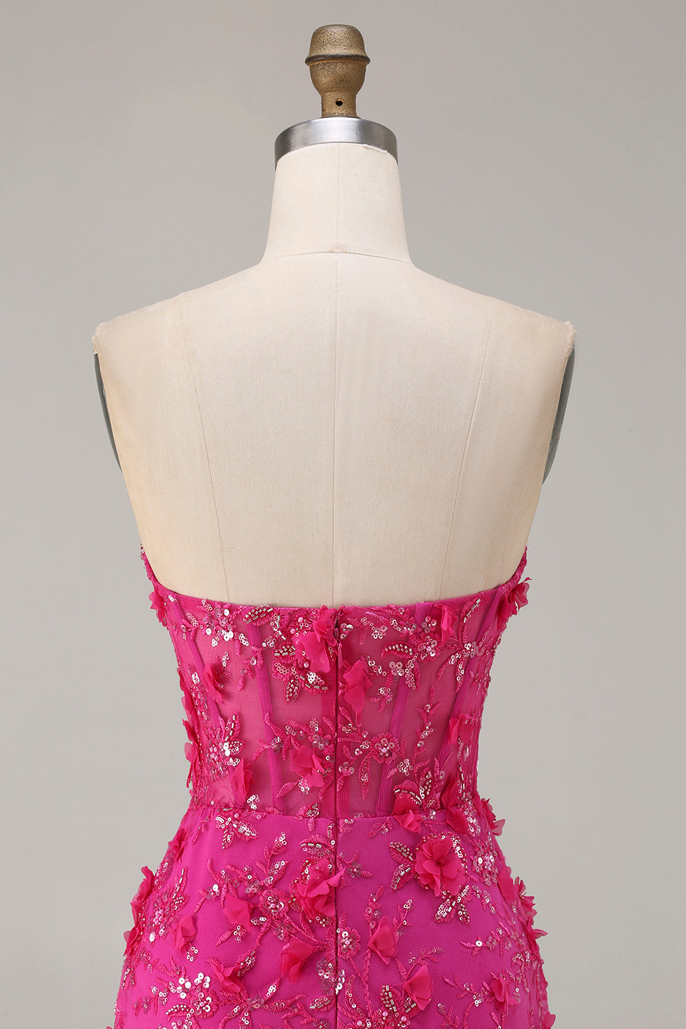 Sweetheart Fuchsia Mermaid Appliqued Prom Dress With Slit