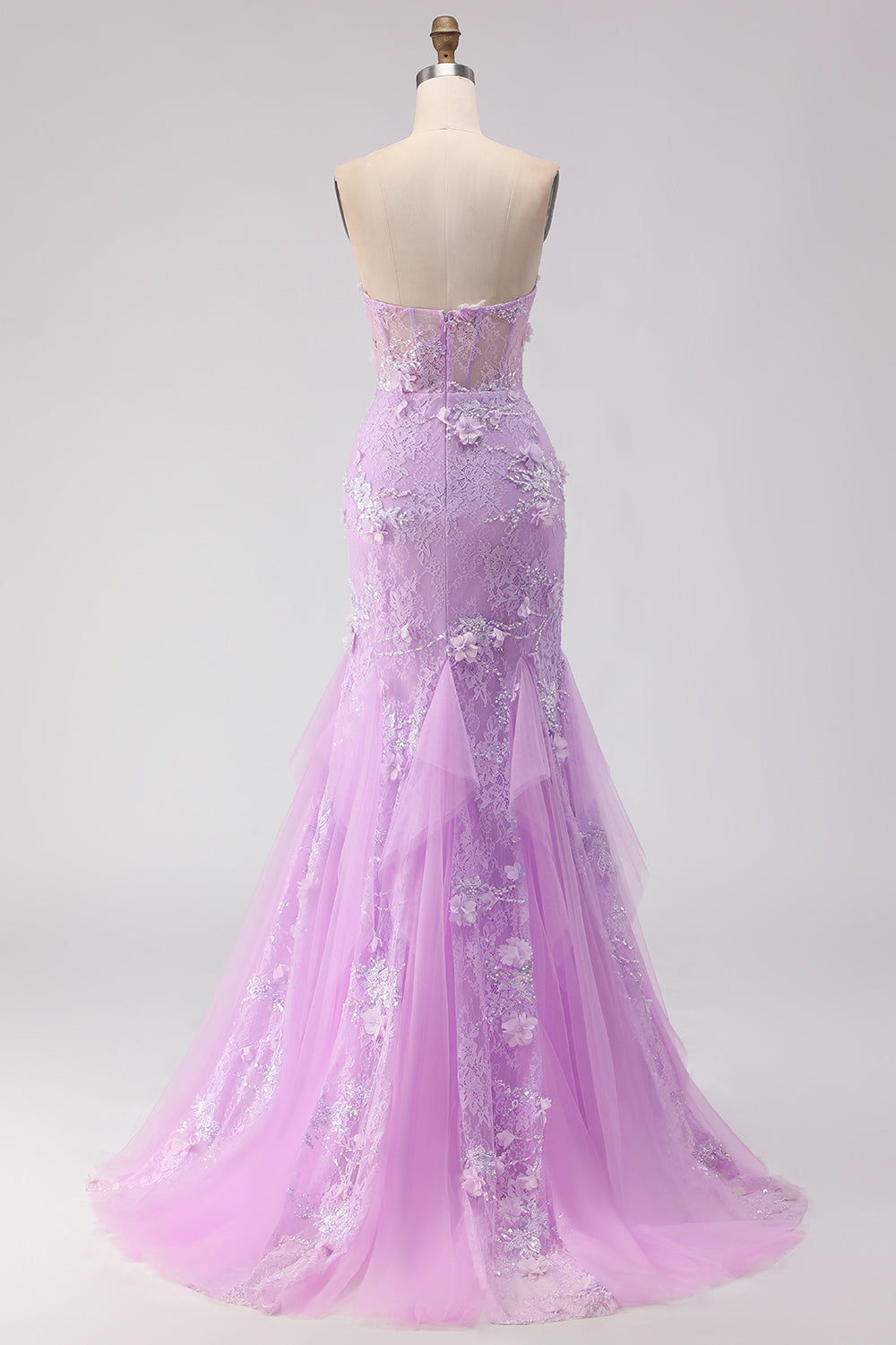 Yellow Strapless Corset Mermaid Prom Dress with 3D Flowers