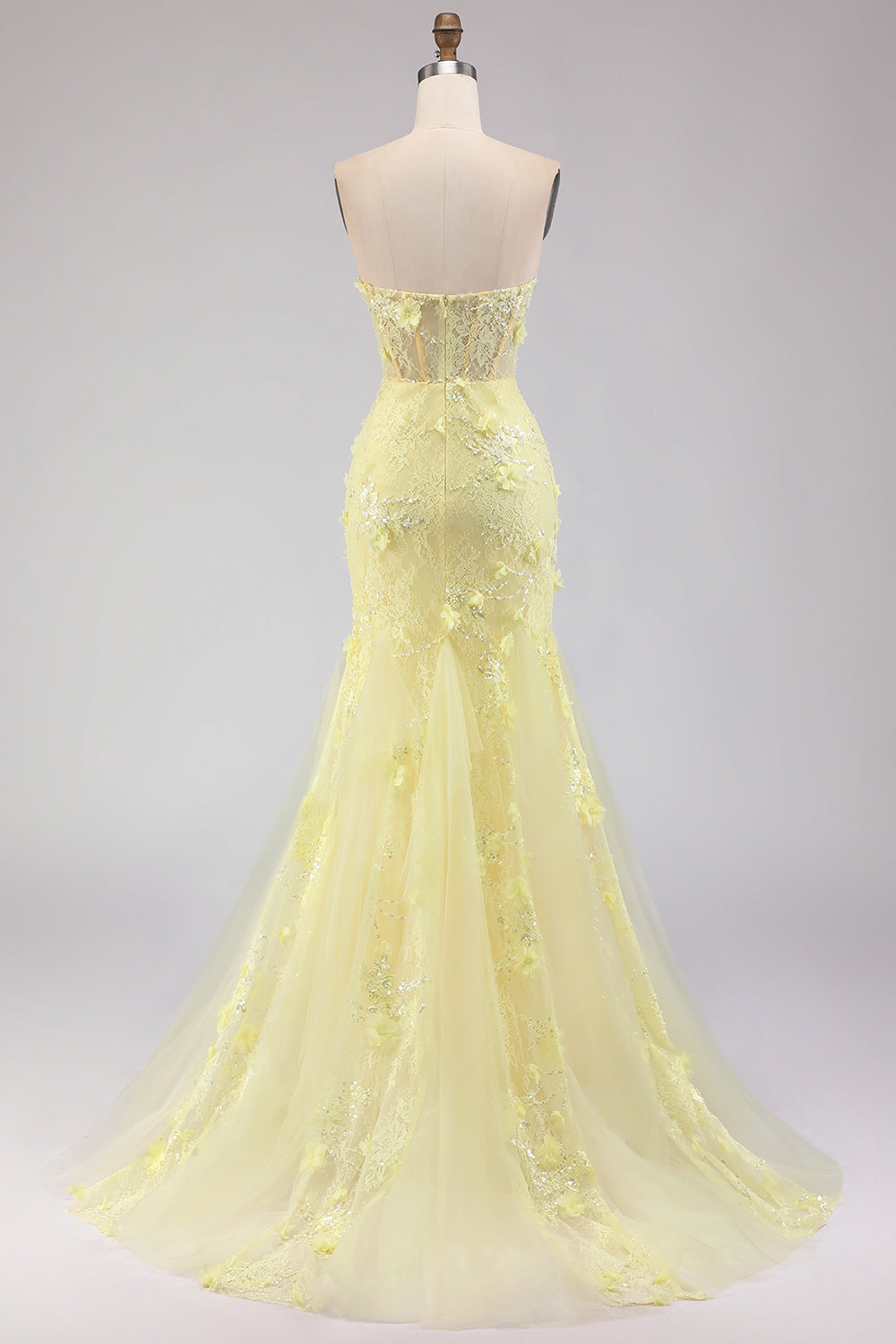 Purple 3D Floral Strapless Lace Mermaid Prom Dress