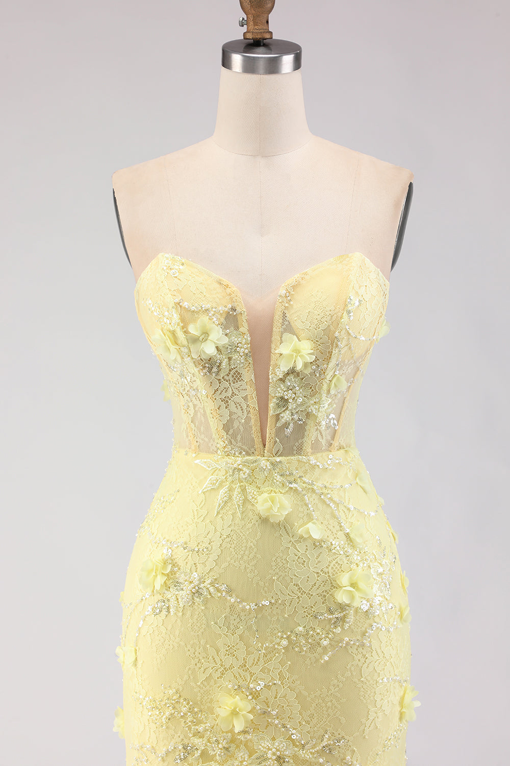Purple Strapless Lace Mermaid Prom Dress With 3D Flowers