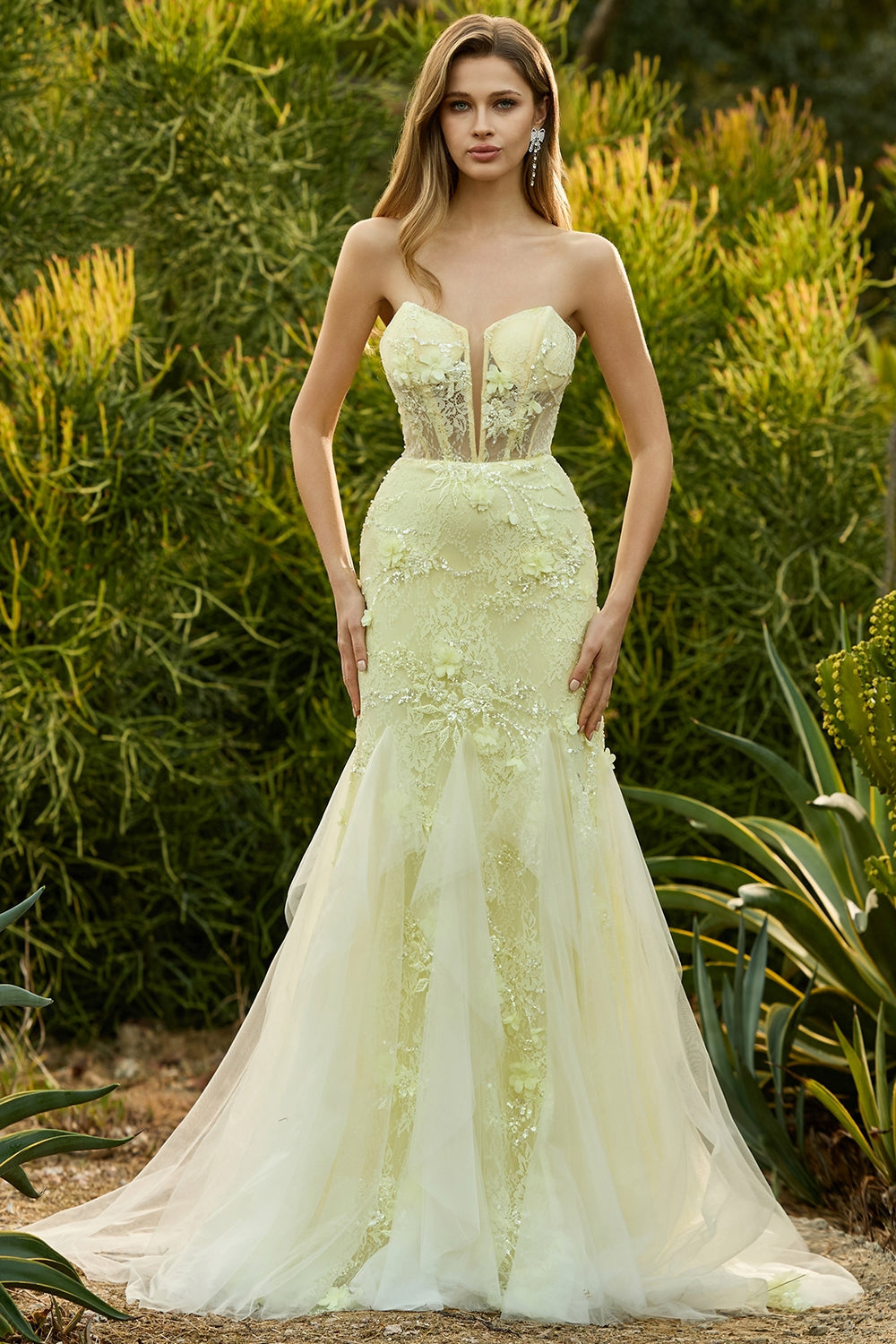 Purple 3D Floral Strapless Lace Mermaid Prom Dress