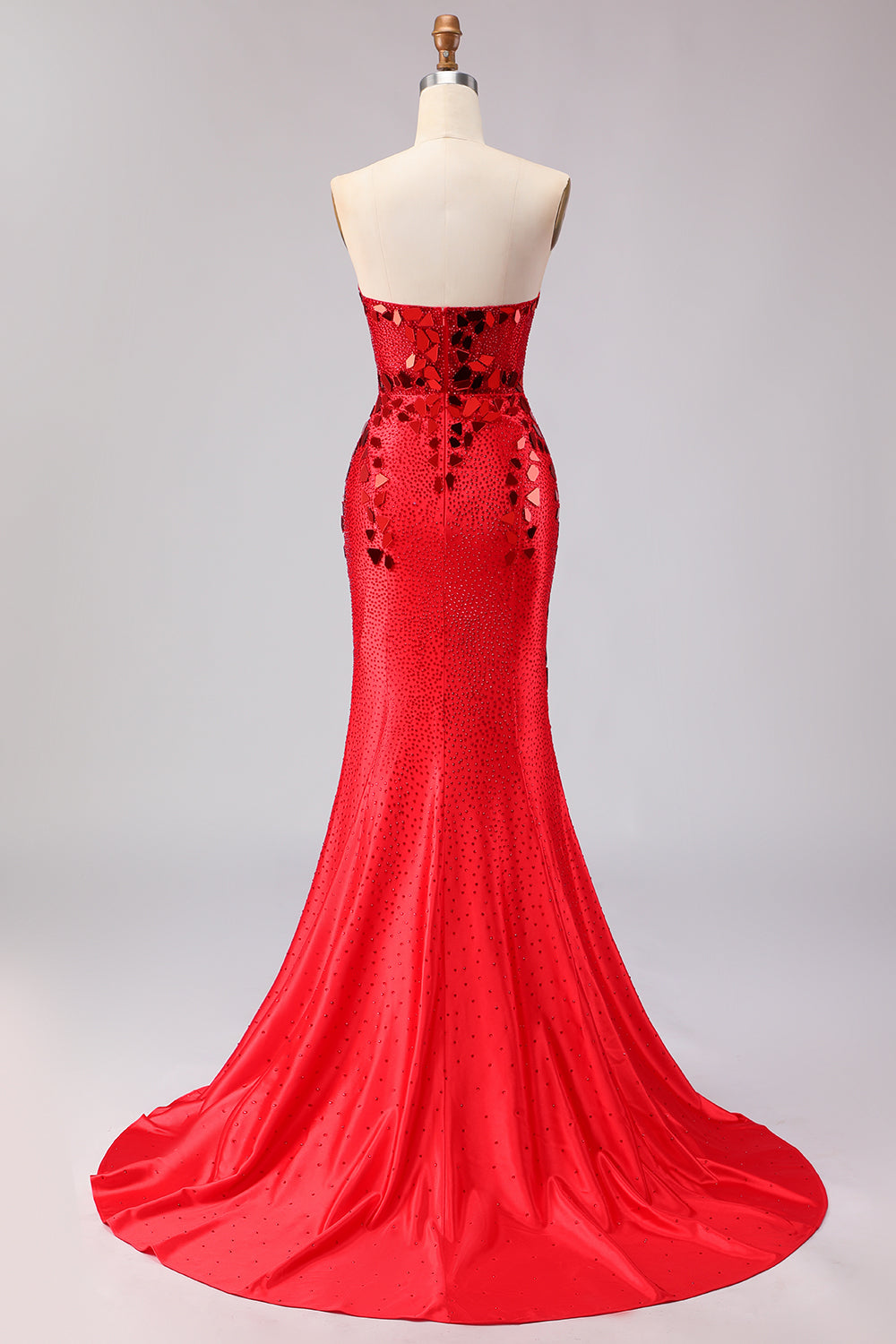 Sparkly Mermaid Royal Blue Strapless Beaded Prom Dress