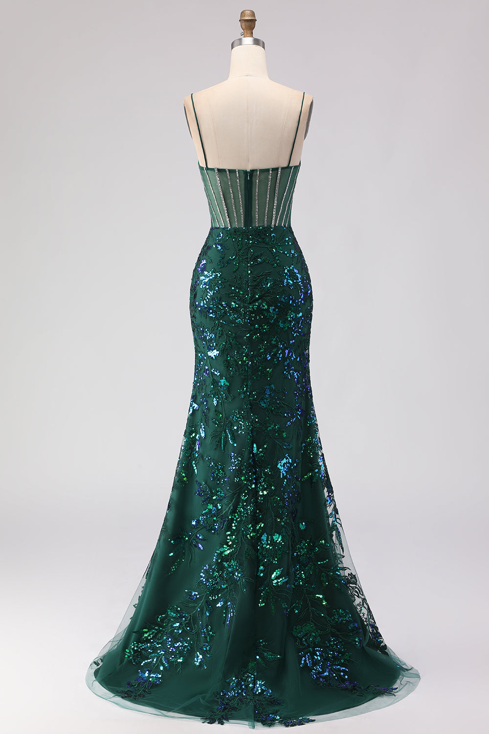 Sparkly Blush Mermaid Corset Prom Dress