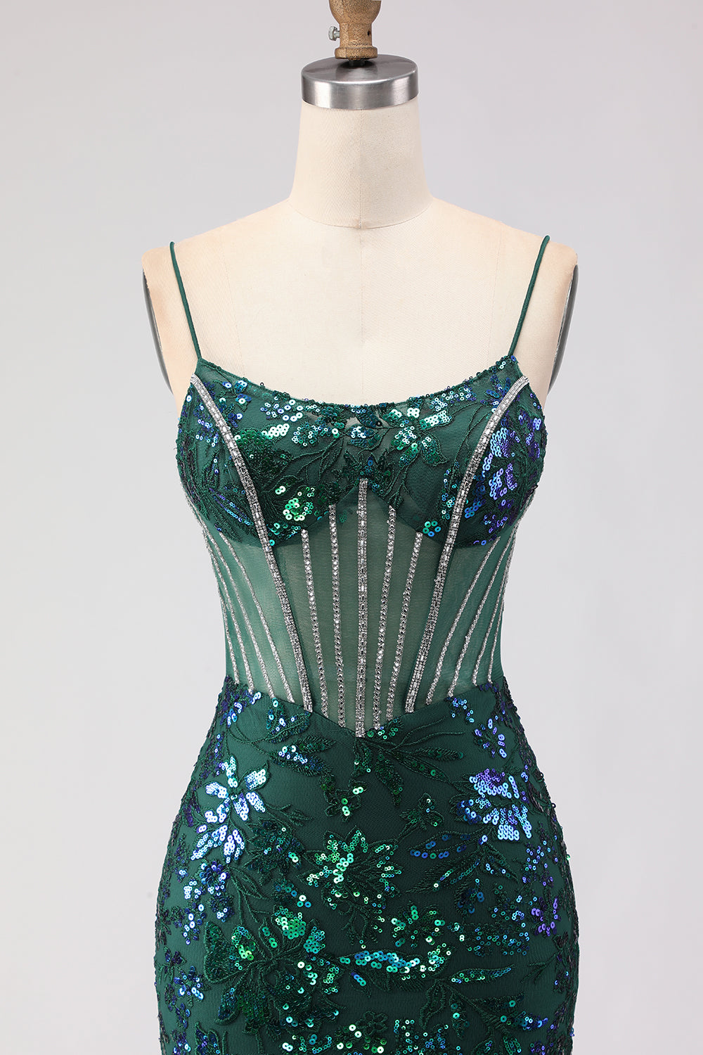 Sparkly Blush Mermaid Corset Prom Dress