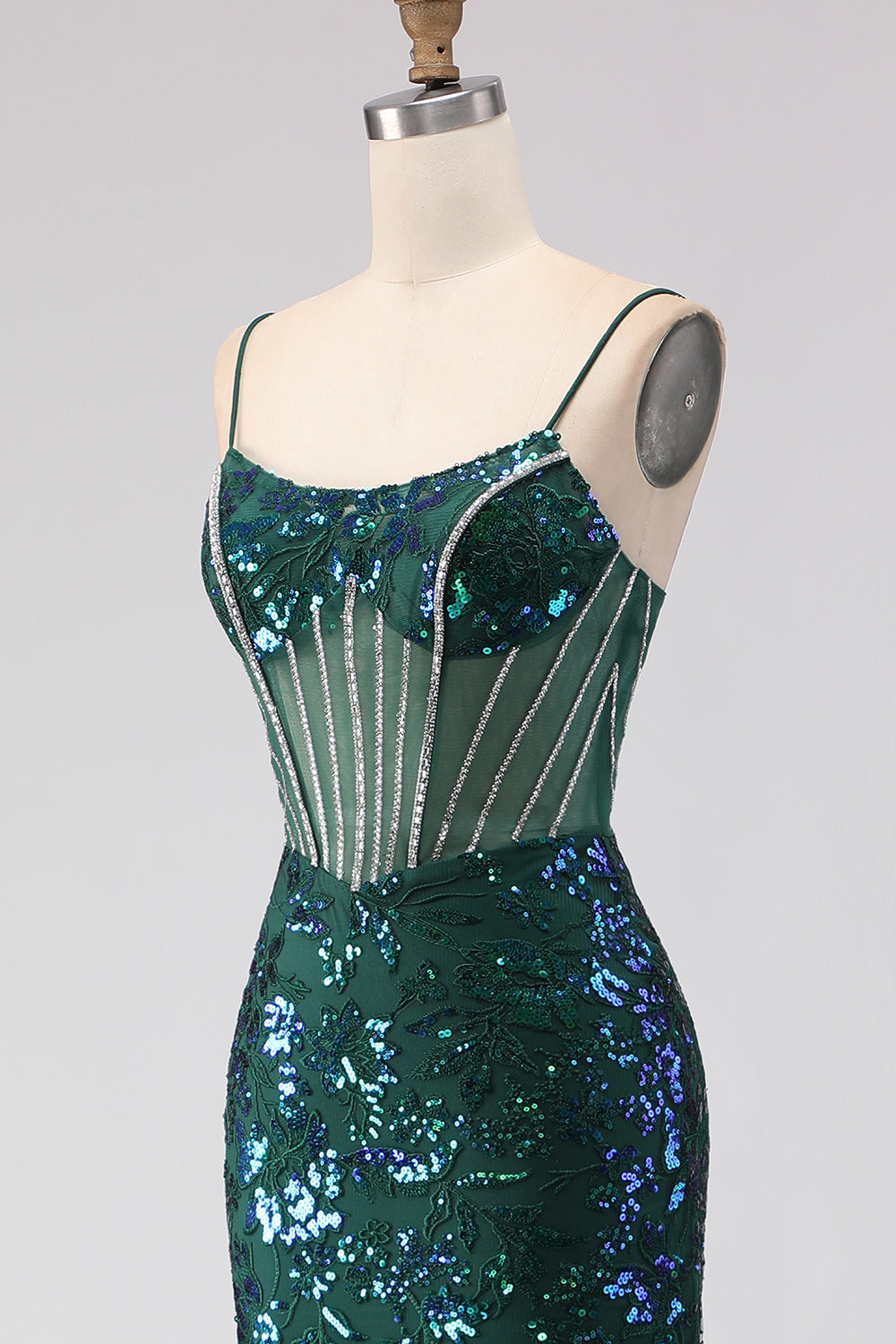 Sparkly Blush Mermaid Corset Prom Dress