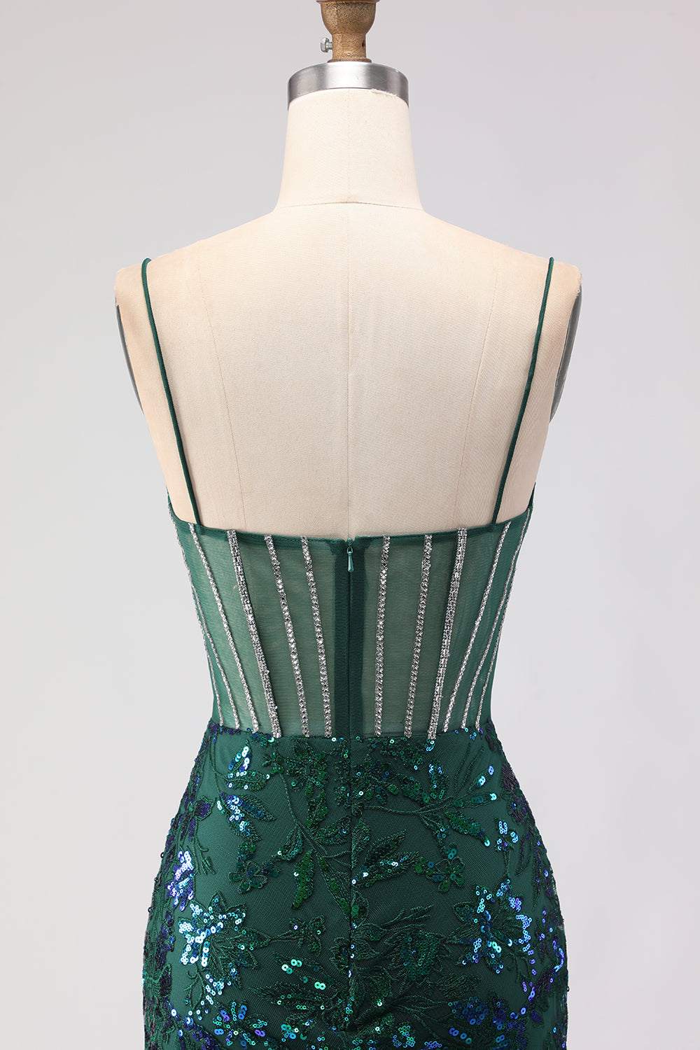 Sparkly Blush Mermaid Corset Prom Dress