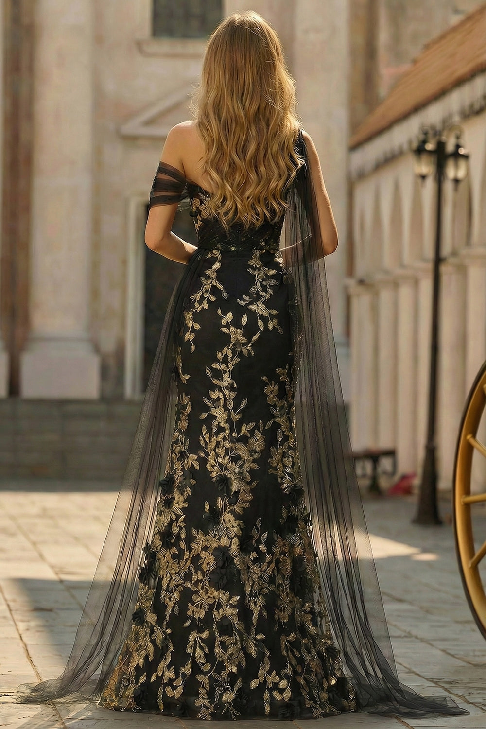 Black Golden Mermaid Sequin Plus Size Prom Dress