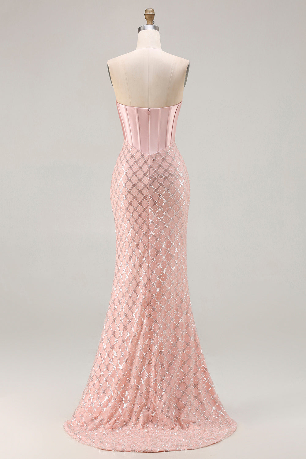 Mermaid Sweetheart Blush Sequin Corset Prom Dress
