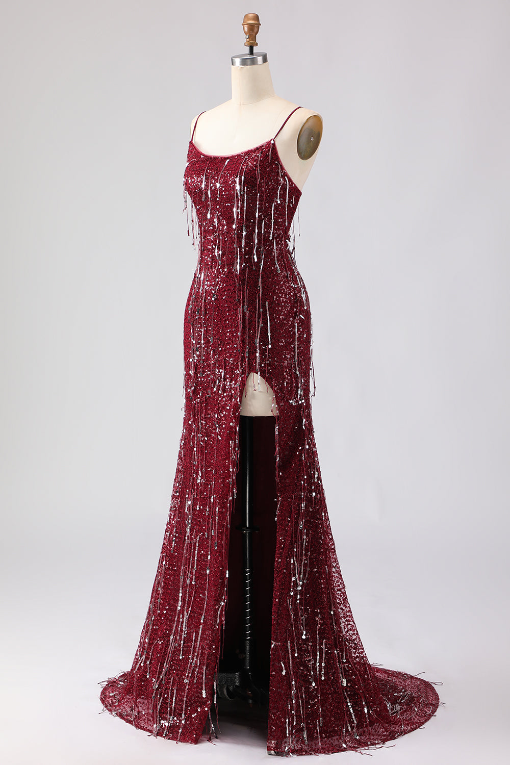 Sparkly Pink Mermaid Strapless Straps Prom Dress