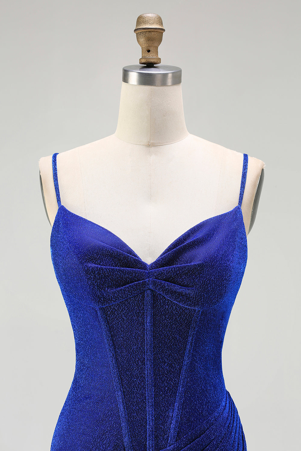Glitter Royal Blue Corset Mermaid Prom Dress With Slit