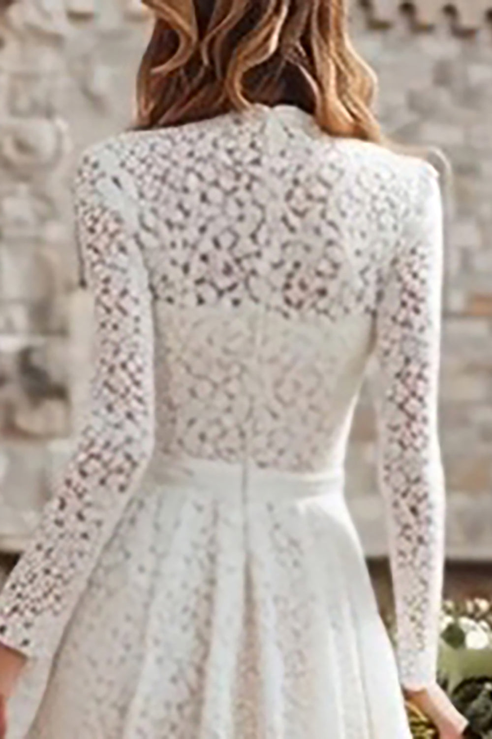 Ivory Lace A-Line Long Sleeves Maxi Wedding Dress