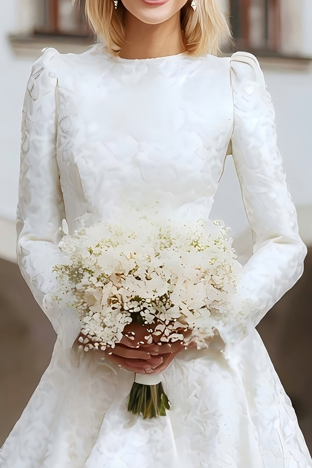 Ivory A-Line Satin High-Low Wedding Dress