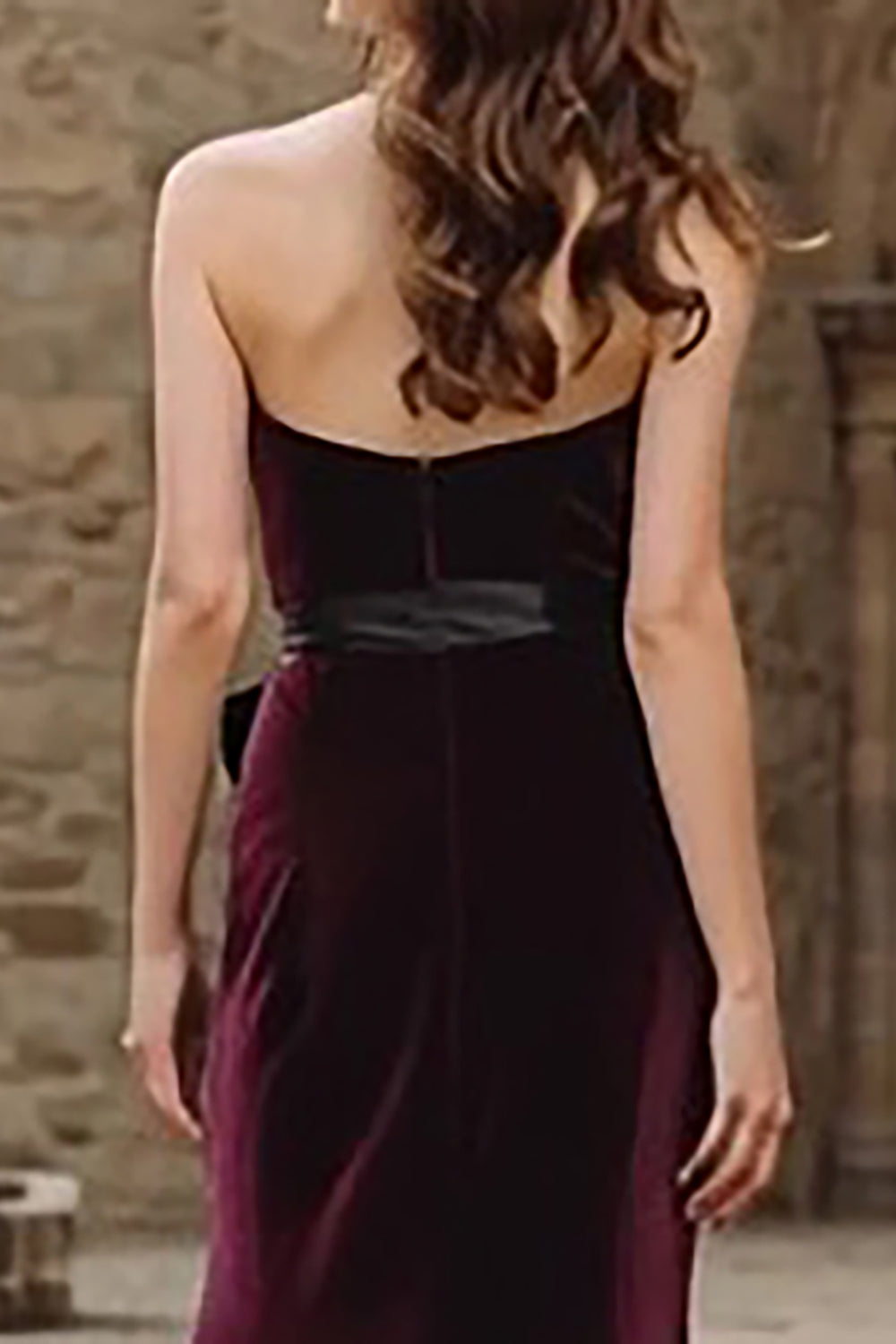 Burgundy Sweetheart Velvet Mermaid Maxi Holiday Dress With Slit