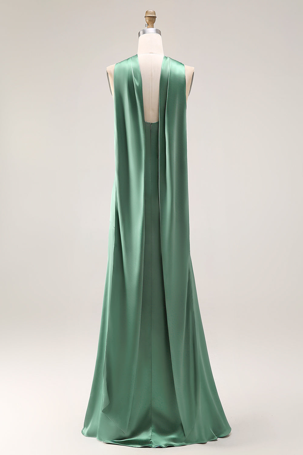 Mermaid Satin Eucalyptus Bridesmaid Dress with Slit