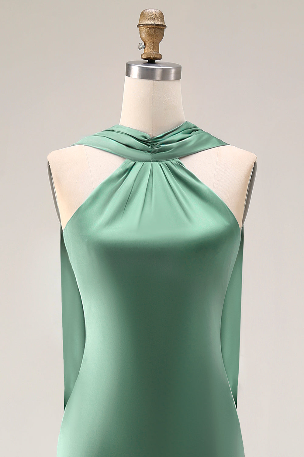 Mermaid Satin Eucalyptus Bridesmaid Dress with Slit