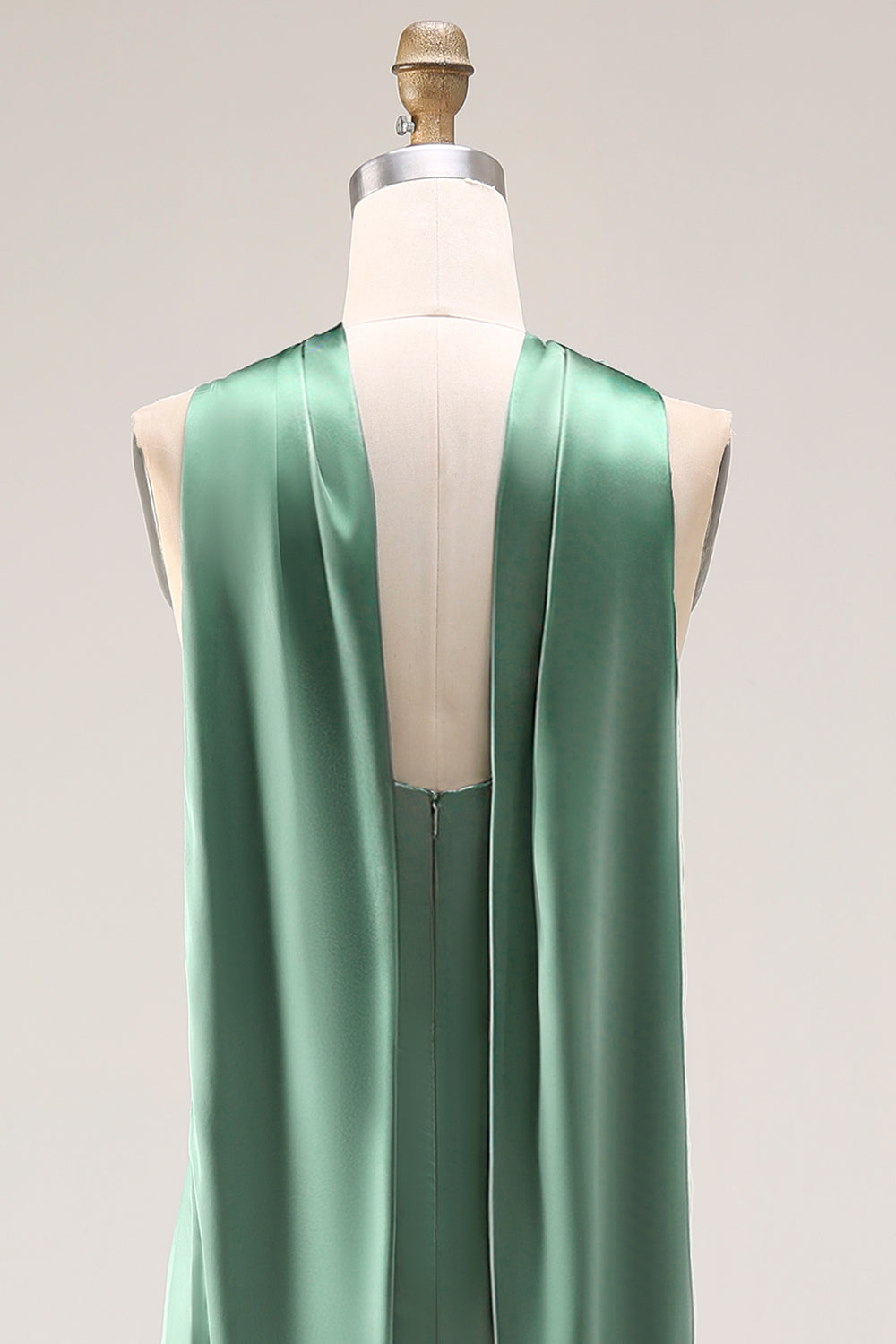 Mermaid Satin Eucalyptus Bridesmaid Dress with Slit