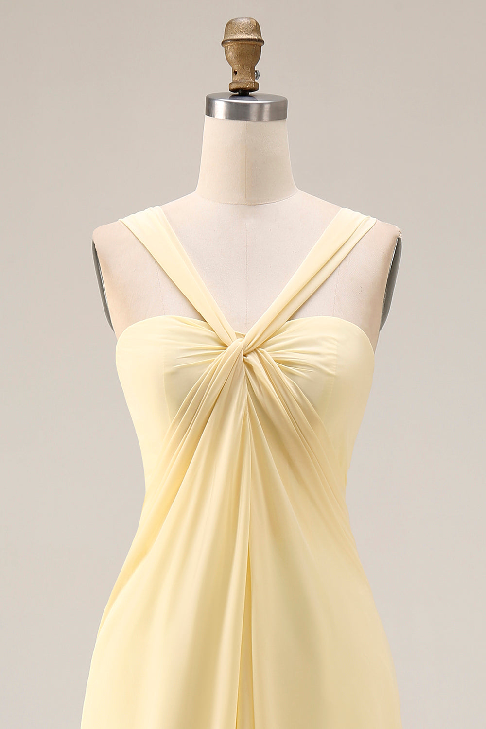 One Shoulder Lemon Sorbet A Line Prom Dress