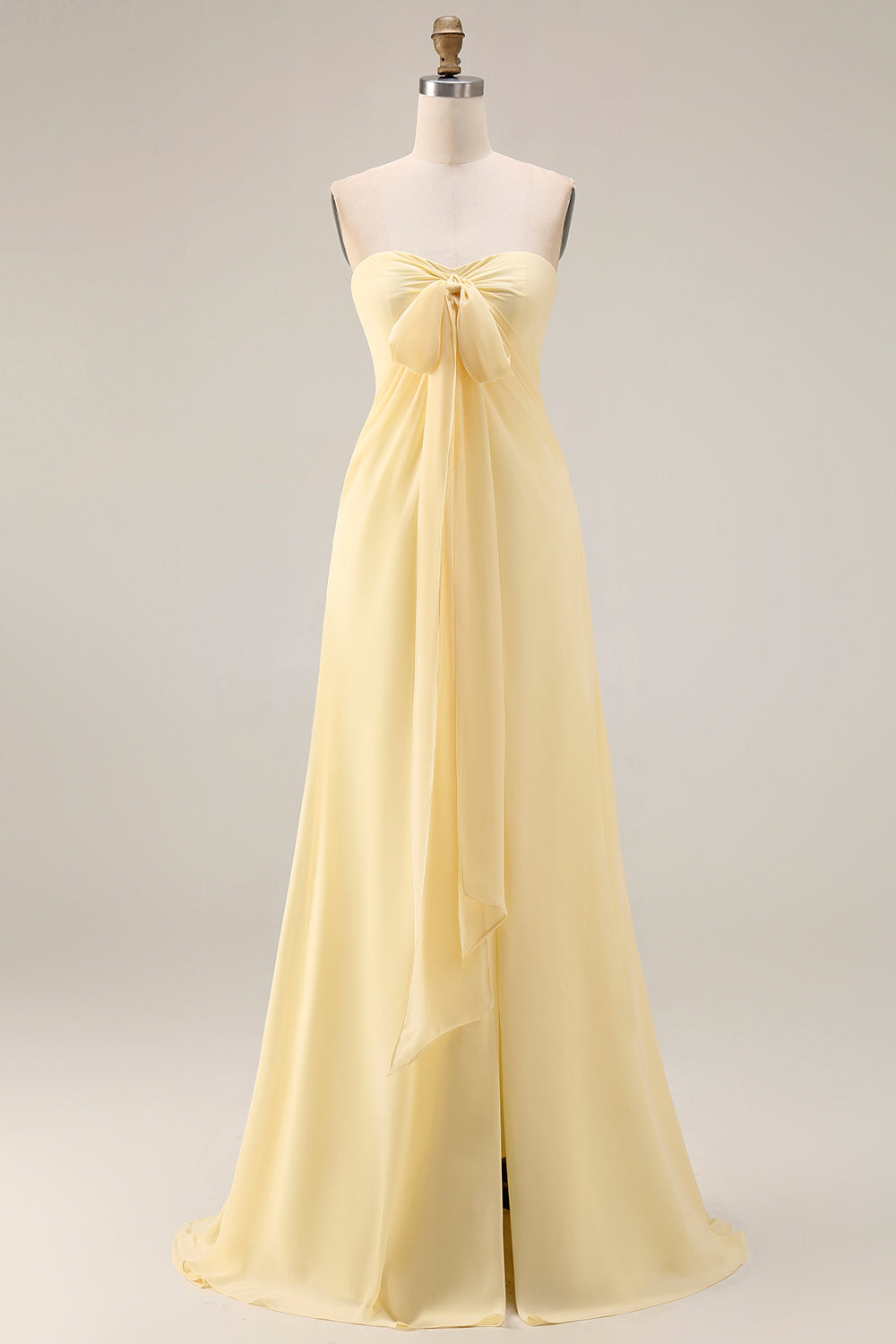 One Shoulder Lemon Sorbet A Line Prom Dress