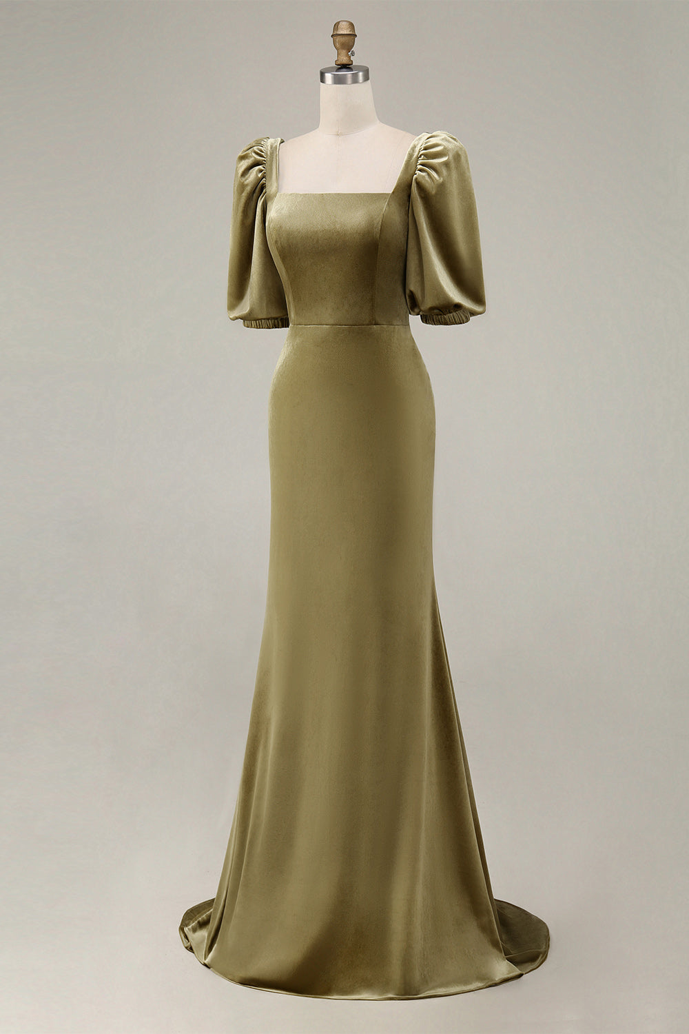 Navy Velvet Mermaid Square Neck Maxi Holiday Party Dress