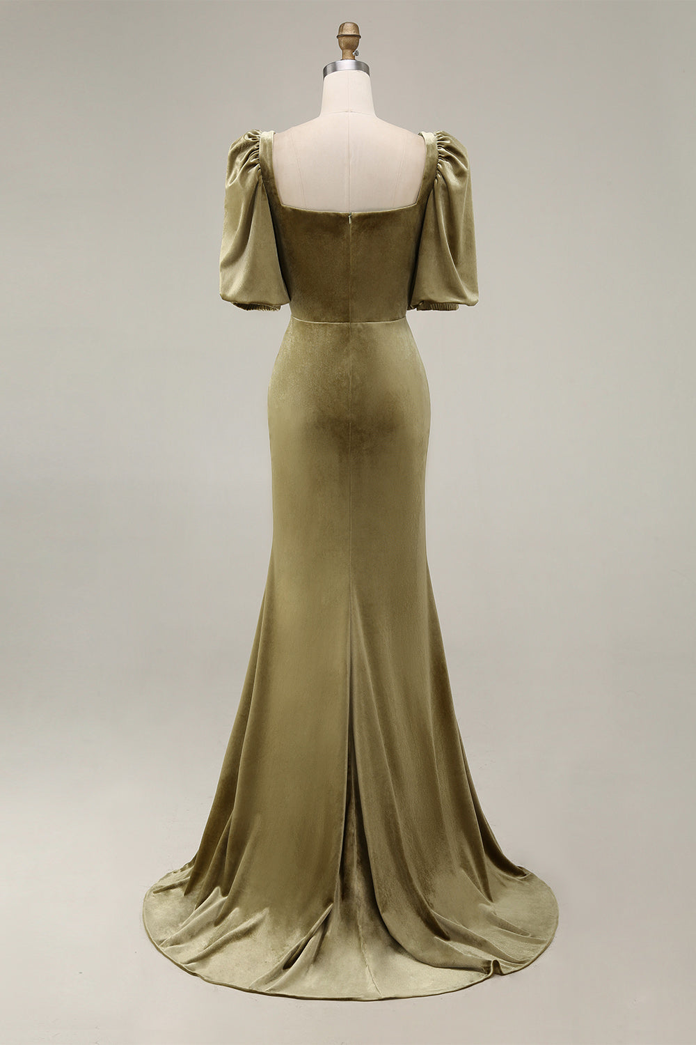 Navy Velvet Mermaid Square Neck Maxi Holiday Party Dress