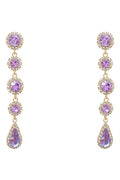 Purple Teardrop Rhinestone Dangle Earrings