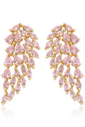 Pink Rhinestone Gold-Plated Dangle Earrings