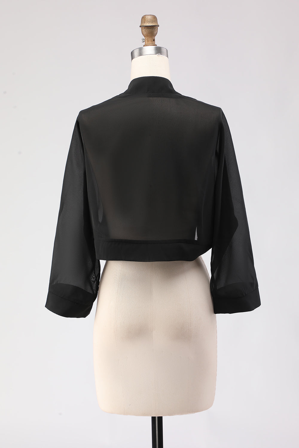 Black Chiffon Open Front Short Shawl Wraps