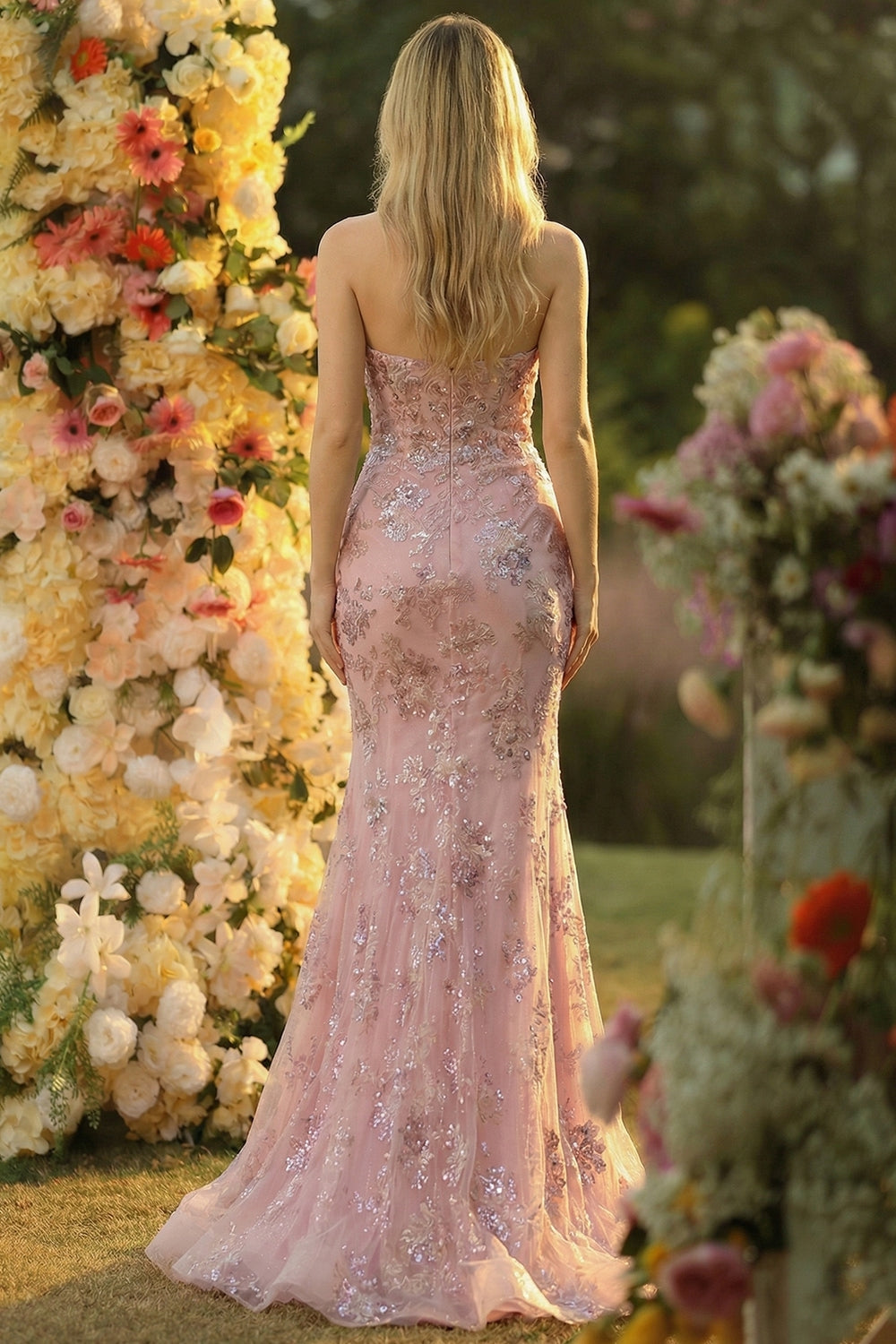 Sweetheart Blush Mermaid Prom Dress with Appliques