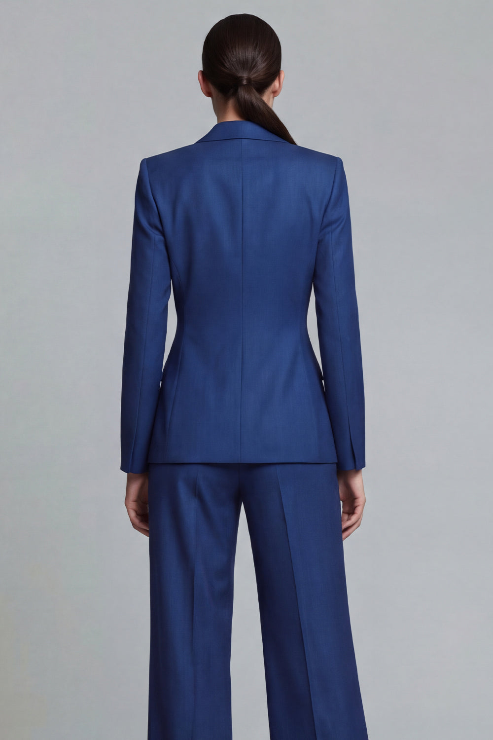 Notched Lapel 2 Piece Slim Fit Dark Blue Women Suits