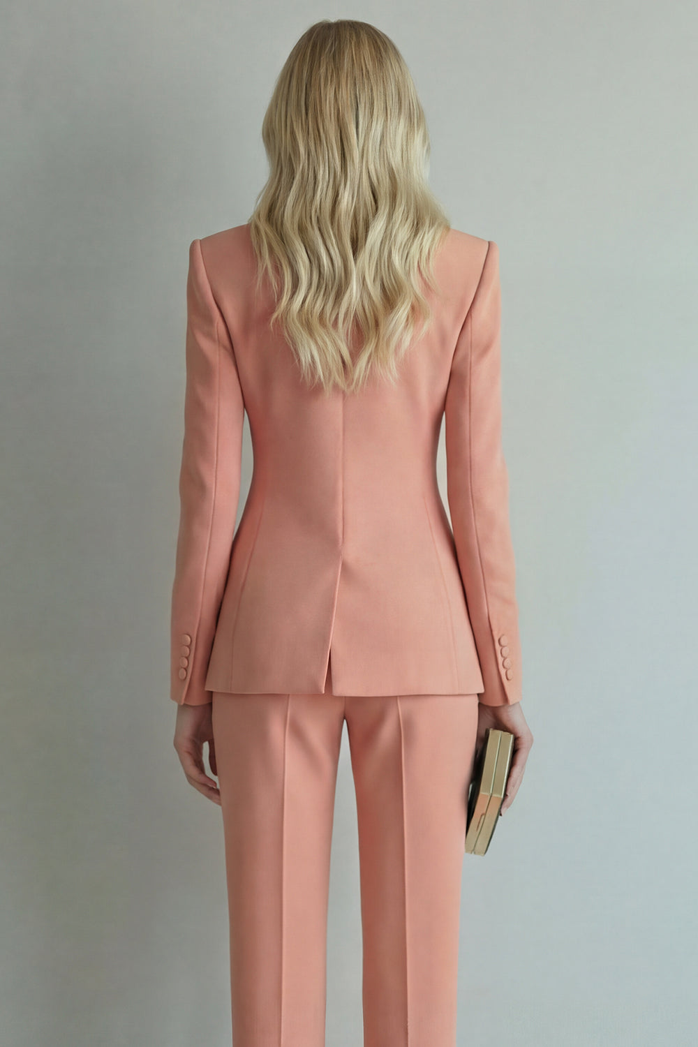 Peaked Lapel 2 Piece Slim Fit Orange Women Suits